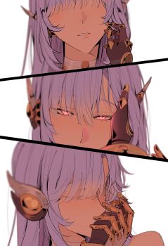 2girls android blue_eyes blue_hair blush bvbu closed_eyes closed_mouth colored_eyelashes eyes_visible_through_hair genshin_impact hair_between_eyes hair_ornament highres ineffa_(genshin_impact) jahoda_(genshin_impact) joints long_hair looking_at_viewer mechanical_arms multiple_girls pov pov_hands robot robot_ears robot_girl robot_joints short_hair yuri