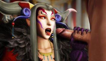 clothed_female_nude_male nude penis penis_grab ratounador tongue tongue_out ultimecia xnalara_(medium)