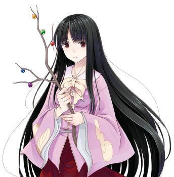 1girl bow branch collarbone commentary_request cowboy_shot crote hime_cut holding holding_branch houraisan_kaguya jeweled_branch_of_hourai large_variant_set long_hair long_sleeves looking_at_viewer orange_eyes parted_lips pink_shirt raised_eyebrows red_skirt shirt skirt solo standing tachi-e touhou transparent_background variant_set very_long_hair wide-eyed wide_sleeves yellow_bow