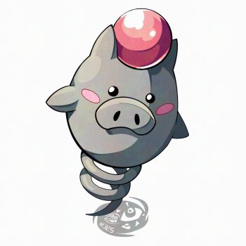 blush_stickers full_body gen_3_pokemon grey_fur looking_at_viewer mistray-art nintendo numbered pokemon pokemon_(creature) signature simple_background solo spoink white_background