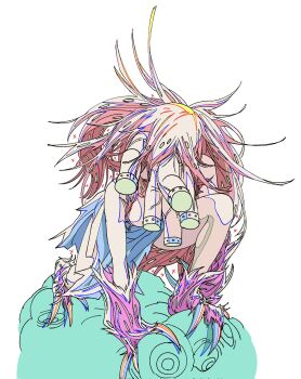 50_sn_stannum choujin_x claws dirty dirty_clothes extra_arms highres hyena_girl long_hair messy_hair monsterification no_hands shishinegura_palma torn_clothes transformation white_background