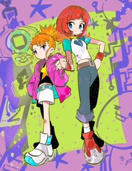 Rule 34 | brown hair, cosplay, costume switch, digimon, digimon beatbreak, digimon tamers, flu cocos, hair ornament, hairpin, jacket, long hair, makino ruki, ponytail, purple eyes, sakuya reina, short hair, star (symbol)