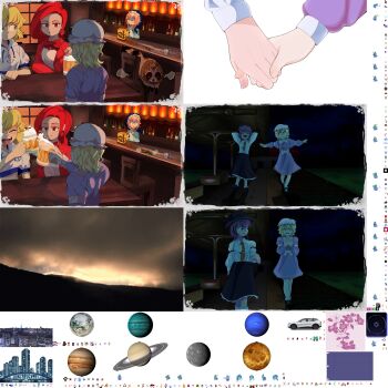 <o>_<o> 6+girls absurdres alcohol balancing beer beer_mug black_shoes black_skirt bow brown_eyes brown_hair car clem_(calmeremerald) collared_dress contrast_collar crafting_table_(minecraft) cup dress frilled_dress frilled_sleeves frills futatsuiwa_mamizou futatsuiwa_mamizou_(tanuki) game_asset grin hand_grab hat highres ishtar_(fate) jupiter_(planet) lantern long_sleeves maribel_hearn mary_janes mercury_(planet) mima_(touhou) minecraft mob_cap motor_vehicle mug multiple_girls multiple_views non-web_source okazaki_yumemi okunoda_miyoi outstretched_arms paper_lantern pixel_art purple_dress purple_eyes raccoon red_eyes saturn_(planet) sekibanki self-datamine shirt shirt_tucked_in shoes skirt smile socks space_ishtar_(dream_portrait)_(fate) space_ishtar_(fate) spread_arms sprite_sheet string string_of_fate tanuki tie_clip toasting_(gesture) touhou touhou_(pc-98) touhou_lensed_night_sky_kaseigai usami_renko vehicle_request waist_bow white_shirt white_socks yellow_eyes yin_yang