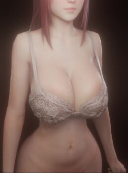1girl 3d animated areola_slip ass bra breasts collarbone cowboy_shot curvy dead_or_alive exprational eyes_out_of_frame head_out_of_frame highres honoka_(doa) huge_breasts large_areolae large_breasts long_hair multiple_views navel nipple_slip nipples pink_hair shiny_skin solo tagme underwear unworn_bra video