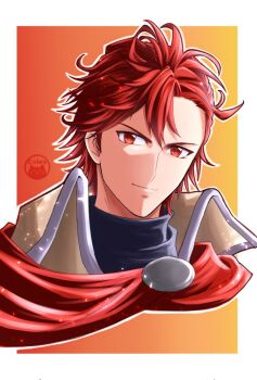 1boy cf_wing closed_mouth commentary_request diamant_(fire_emblem) fire_emblem fire_emblem_engage looking_at_viewer male_focus nintendo portrait prince red_eyes red_hair smile solo