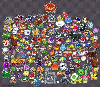 ?_block angry_sun annotation_request barney_bubble beezo biddybud bill_blaster block_(mario) blockhopper blooper_(mario) blue_electro-koopa blue_hat blue_robe bob-omb bomb bony_beetle boo_(mario) boomerang_bro bullet_bill burrbo buster_beetle buzzy_beetle chain chain_chomp character_request checkered_background cheep_cheep clenched_hands clenched_teeth cloud cobrat commentary copyright_request cosmic_clone english_commentary explosive fake_block_(mario) fighter_fly fireball fish freezie fuse fuzzy_(mario) galoomba ghost goomba grey_background hammer hammer_bro hat highres holding holding_boomerang holding_hammer holding_wand kab-omb koopa_paratroopa koopa_troopa lakitu lakitu's_cloud lava_bubble lava_lotus lil_sparky long_tongue magikoopa mario_(series) mario_bros. mini_goomba moneybag_(mario) moofish new_super_mario_bros. ninji nintendo nipper_plant no_humans para-biddybud partially_annotated phanto pidgit piranha_plant red_eyes river_piranha_plant robe rocky_wrench scuttle_bug sharp_teeth shellcreeper shy_guy sidestepper snailicorn snake snooza_koopa snow_spike_(mario) spike_(mario) spikes spindrift_(mario) spiny spiny_cheep_cheep spiny_egg squid strollin'_stu super_mario_3d_land super_mario_bros._2 super_mario_bros._wonder super_mario_maker_2 super_mario_odyssey super_mario_sunshine super_mario_world_2:_yoshi's_island teeth thattugboat thwimp thwomp tongue tongue_out tweeter_(mario) twitter_username wand wiggler winding_key
