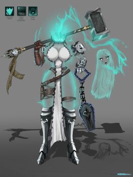 Rule 34 | absurdres, ass, breasts, ectoplasm, fucked silly, hammer, headless, headless doll, highres, holding, holding hammer, huge ass, knight, large breasts, non-web source, paizuri, paladin, thick thighs, thighs, war hammer, warcraft, weapon, wide hips, world of warcraft