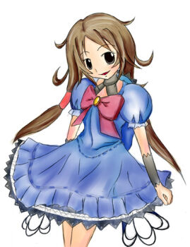 Rule 34 | 1girl, 2009, artist name, artist request, blue dress, bow, bowtie, brown eyes, brown hair, dorothy gale, dorothy gale (riz-zoawd), dress, female focus, long hair, long skirt, media.vision, riz-zoawd, skirt, the wizard of oz