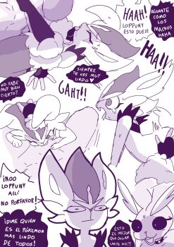 bad_tag cinderace collar comic female femdom furry gen_4_pokemon gen_8_pokemon generation_8_pokemon heart highres lopunny male monochrome naked_collar nintendo nude pokemon pokemon_(creature) renita_reed sex simple_background spanish_text spiked_collar spikes surprised sweat thinking white_background