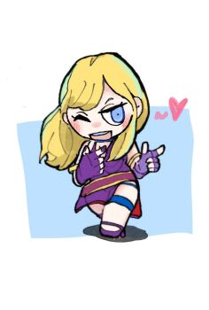 Rule 34 | 1girl, armlet, b. jenet, belt, blonde hair, blue eyes, chibi, choker, dress, fatal fury, fatal fury: city of the wolves, fingerless gloves, garou: mark of the wolves, gloves, heart, high heels, jewelry, long hair, nail polish, one eye closed, open mouth, purple dress, smile, snk, solo, sush1zanmai, the king of fighters, thigh strap