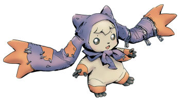 :3 chibikemo commission creature creature_focus digimon full_body garmmy hood hood_up looking_ahead neckerchief no_humans open_mouth original second-party_source simple_background solo standing tachi-e white_background zipper zipper_pull_tab