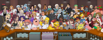 6+boys a_song_of_ice_and_fire absolutely_everyone absurdres alcohol alien american_dad! aqua_(konosuba) archer_(series) assassin's_creed_(series) bar_(place) barney_gumble bean_(disenchantment) beer bender_bending_rodriguez billy_bones black_lagoon bleach bocchi_the_rock! bojack_horseman bojack_horseman_(series) brian_griffin brown_hair cana_alberona captain_k'nuckles ceiling_light chris-thekid clay_puppington colored_skin conker conker's_bad_fur_day crossover cup demoman_(tf2) disenchantment dog drinking_glass drunk east-west_crossover everyone fairy_tail family_guy furry futurama game_of_thrones gintama glasses gloria_(pokemon) gravity_falls hank_hill heiter highres hiroi_kikuri holding holding_cup homer_simpson horse_boy ibuki_suika iron_man jiraiya_(naruto) juice katsuragi_misato king_of_the_hill kobayashi-san_chi_no_maidragon kobayashi_(maidragon) kono_subarashii_sekai_ni_shukufuku_wo! kyouraku_shunsui luci_(disenchantment) mabel_pines marvel matsumoto_rangiku meiko_(vocaloid) milkshake moral_orel multiple_boys naruto_(series) neon_genesis_evangelion nintendo non-web_source one_piece orange_juice patrick_star peter_griffin pokemon pokemon_sword_and_shield punch-out!! puss_in_boots_(shrek) qrow_branwen randy_marsh revy_(black_lagoon) rick_and_morty rick_sanchez robot roger_smith roronoa_zoro rwby sakata_gintoki shrek_(series) soda_popinski sousou_no_frieren south_park spongebob_squarepants spongebob_squarepants_(series) squirrel sterling_archer team_fortress_2 the_marvelous_misadventures_of_flapjack the_simpsons tony_stark touhou trait_connection treasure_island tsunade_(naruto) tyrion_lannister vocaloid yellow_skin