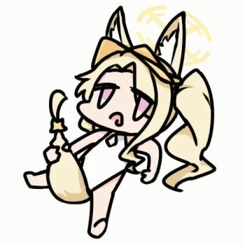 1girl animal_ear_fluff animal_ears animated blonde_hair blue_archive chibi cleavage_cutout clothing_cutout commentary_request expressionless feet fox_ears fox_girl fox_tail full_body halo handjob_gesture hat implied_masturbation long_hair lying multicolored_eyes on_back one-piece_swimsuit open_mouth pink_eyes seia_(blue_archive) seia_(swimsuit)_(blue_archive) sexually_suggestive side_ponytail sidelocks simple_background simulated_handjob swimsuit tail tail_grab tail_ornament ty_kaede ugoira video visor_cap what white_background white_one-piece_swimsuit yellow_eyes