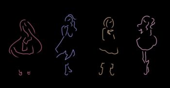 Rule 34 | 25-ji nightcord de. (project sekai), 4girls, akiyama mizuki, asahina mafuyu, black background, bow, lineart, multiple girls, project sekai, shinonome ena, skirt, standing, torakwok, yoisaki kanade