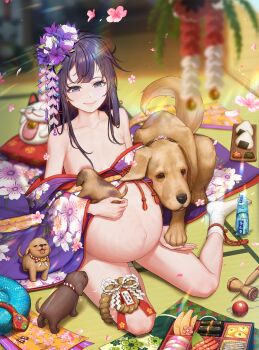 1girl absurdres baby baby_animal bestiality breast_sucking breastfeeding breasts bteele dog family highres husband_and_wife implied_bestiality interspecies japanese_clothes jewelry kimono large_areolae mother_and_son motherly non-web_source pregnant puppy ring small_breasts wedding_ring yahari_ore_no_seishun_lovecome_wa_machigatteiru. yukinoshita_yukino