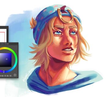 1boy beanie blonde_hair blue_eyes blue_hat commentary cropped_shoulders english_commentary hat highres hood hood_down horse_print horseshoe_hat_ornament horseshoe_ornament johnny_joestar jojo_no_kimyou_na_bouken leomii_quinn male_focus medium_hair parted_lips portrait simple_background solo star_(symbol) star_print steel_ball_run teeth white_background