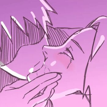 1boy 1girl :&gt;= animated animated_gif blinking blush d-art haruno_sakura hetero holding_face kiss naruto_(classic) naruto_(series) saliva saliva_trail