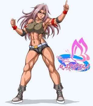 1girl boots highres muscular muscular_female original solo tagme taroimo_(00120014) wrestler wrestling_outfit
