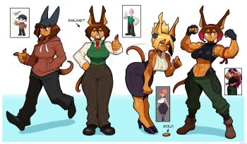 2boys 3girls ? abs absurdres ali_(sotcho) animal_ears artist_request bent_over blonde_hair brown_hair cee-haz character_request coin commentary copyright_request cosplay dog_ears dog_girl dog_tail english_commentary fingerless_gloves flexing full_body furry furry_female gloves gold_coin hair_between_eyes hand_in_pocket hat heart high_heels highres hood hood_down hoodie long_sleeves looking_at_viewer multicolored_hair multiple_boys multiple_girls muscular muscular_female navel original parted_lips pink_hair rory_(cee-haz) short_hair skirt sleeveless sotcho standing tail teeth thumbs_up two-tone_hair walking wallace_&amp;_gromit wallace_(wallace_&amp;_gromit)_(cosplay) wallace_(wallace_and_gromit)