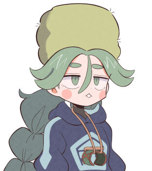 1girl grey_hair highres kurachi_mizuki pokemon pokemon_legends:_arceus sabi_(pokemon) simple_background solo white_background