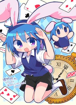 1girl absurdres animal_ears commission fake_animal_ears fake_tail highres loafers rabbit_ears rabbit_tail richard_(richaball) shoes shorts skeb_commission tail