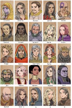 6+boys 6+girls aerie anomen_delryn baldur's_gate bhaalspawn boo_(baldur's_gate) brown_hair cernd clara_(baldur's_gate) dark_skin dorn_il-khan dwarf edwin_odesseiron elf gnome green_eyes haer'dalis half-elf half-orc hamster hexxat highres imoen jaheira jan_jansen jewelry keldorn_firecam korgan_bloodaxe kui_ryouko mazzy_fentan minsc multiple_boys multiple_girls nalia_de'arnise neck_ring neera pink_hair pointy_ears rasaad_yn_bashir tagme typo valygar_corthala viconia_devir white_background yoshimo_(baldur's_gate)