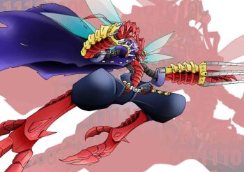 Rule 34 | arthropod boy, banchostingmon, banchou, coat, coat on shoulders, delinquent, digimon, digimon (creature), drill, spikes, wings