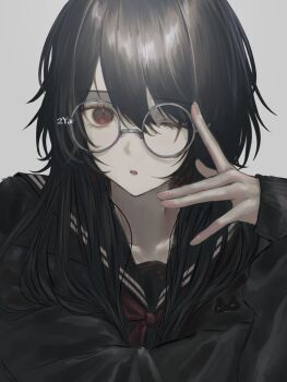 amemori_sayo commentary_request glasses highres nijisanji niya_(2ya28) one_eye_closed school_uniform virtual_youtuber