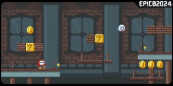 1girl 2boys 2others ?_block animated animated_gif ass block_(object) blue_overalls boo_(mario) bouncing bouncing_breasts breast_press breasts breast_focus brick bridge bright_pupils brown_eyes brown_hair brown_rope clothes coin colored_skin crown denim epicpotatolord_(artist) evil_smile eyelashes fllor frown ghost green_hat green_shirt grey_skin hat hiding huge_breasts jeans jewelry lantern large_breasts long_eyelashes long_hair looking_at_viewer luigi lying mario mario_(series) mega_mushroom monster_girl multiple_boys multiple_others new_super_mario_bros._u_deluxe nintendo open_mouth overalls pants personification pillar pixel_art pixelated platform princess_king_boo red_eyes red_hair red_hat red_shirt rope sharp_teeth shirt shortstack shy shy_guy smile snuff spinning super_mario_bros._1 teeth thick_eyebrows thick_eyelashes transformation wall white_pupils white_skin window window_frame wood