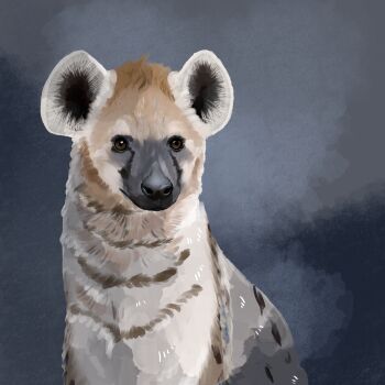 animal bad_id bad_pixiv_id brown_eyes grey_background highres hyena koro_(funnycollo) original simple_background solo spotted_hyena
