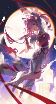 Rule 34 | 1girl, absurdres, barefoot, blush, breasts, chinese clothes, chinese hairstyle, commentary, diamond-shaped pupils, diamond (shape), dress, duifangzhengzaishuru32383, earrings, elf, elysia (hi love elf) (honkai impact), elysia (honkai impact), full-face blush, gloves, highres, honkai (series), honkai impact 3rd, jewelry, large breasts, long hair, looking at viewer, night, official alternate costume, pink hair, pointy ears, purple eyes, red dress, red ribbon, ribbon, single glove, smile, solo, symbol-only commentary, symbol-shaped pupils, two-tone dress, very long hair, white dress