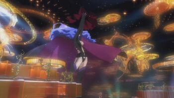 1girl animated animated_gif ass ass_shake blue_hair breasts cleavage cleavage_cutout clock clothing_cutout female_focus gears high_heels long_hair macross macross_frontier panties rabbit_tail robot screencap sheryl_nome shoes solo squatting tail thighhighs thong underboob underwear