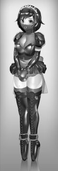 absurdres bad_id bad_twitter_id ballet_boots ballet_heels bdsm bondage boots bound chastity_belt cuffs gag handcuffs highres lace-up_boots latex latex_boots lock locked_high_heels lumpychan maid_headdress mask monochrome padlock ring_gag ruby_rose rwby saliva sweat