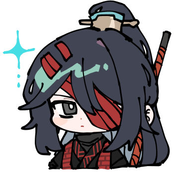 Rule 34 | 1boy, black coat, black eyes, black hair, black hanfu, chinese clothes, coat, family hierarch candidate (identity) (project moon), hanfu, high ponytail, holding, holding polearm, holding weapon, hong lu (project moon), limbus company, long hair, long sleeves, pinch (nesume), polearm, ponytail, project moon, sidelocks, simple background, solo, sparkle, very long hair, weapon, white background