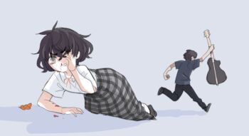 1girl artist_self-insert sophie_(popopoka) messy_hair original plaid_clothes plaid_skirt popopoka popopoka_(character) skirt tagme