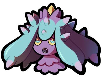 Rule 34 | artist name, black outline, blue eyes, colored sclera, fangs, gen 7 pokemon, looking at viewer, mareanie, nintendo, no humans, outline, pokemon, pokemon (creature), saccharinerose, simple background, solo, spikes, transparent background, yellow sclera