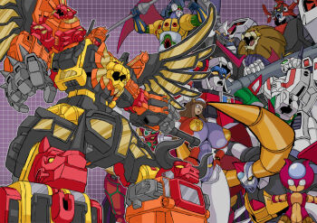arm_cannon assault_visor breasts character_request copyright_request crossover daltanious decepticon fangs gattai golion_(mecha) great_magami great_mazinger great_mazinger_(robot) highres holding horns hyakujuu-ou_golion jaws jetpack large_breasts lion lion_voltron long_hair machinery mazinger_(series) mecha mecha_focus mechanical_wings mirai_robo_daltanious multiple_crossover no_humans non-humanoid_robot pilder predaking retro_artstyle robot robot_animal science_fiction shoulder_cannon super_robot super_robot_wars sword teeth transformers transformers:_generation_1 voltron_(series) voltron_force weapon wings yellow_eyes