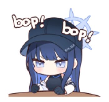 1girl animated animated_png baseball_cap blue_archive blue_eyes blue_halo chibi chibi_only halo hat line_sticker_available long_hair lowres non-repeating_animation non-web_source official_art saori_(blue_archive) simple_background slamming_table solo sound_effects transparent_background