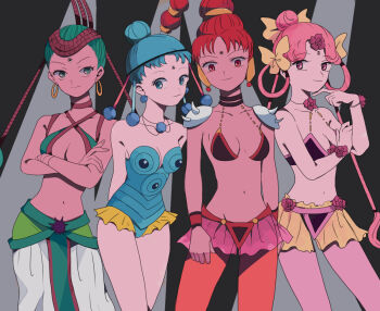 Rule 34 | 4girls, amazoness quartet, armor, bishoujo senshi sailor moon, bishoujo senshi sailor moon supers, black choker, blue eyes, blue hair, blue leotard, bow, bracelet, braid, breasts, cerecere (sailor moon), choker, earrings, eyelashes, facial mark, flower, forehead mark, green eyes, grey hair, haikyoyori, hair bow, hair bun, hip bones, hoop earrings, jewelry, junjun (sailor moon), large breasts, leotard, multiple girls, navel, necklace, pallapalla (sailor moon), pink eyes, pink flower, pink hair, red eyes, red hair, serious, short hair, shoulder armor, single hair bun, smile, toei company, very short hair, vesves (sailor moon), yellow bow