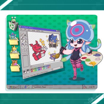 bastemon beelstarmon dclaret digimon digimon_(creature) guilmon highres jellyfish_girl jellymon kuramon monster_girl numemon ranamon sakuyamon sakuyamon_miko_mode tentacle_hair tentacles zero_unit