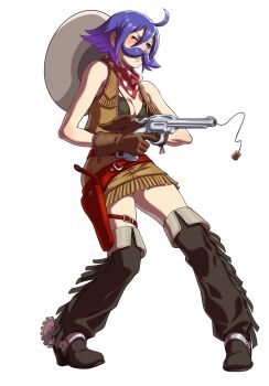 1girl belt belt_around_waist blue_eyes female_focus love_heart_(kof) medium_hair purple_hair the_king_of_fighters thighs