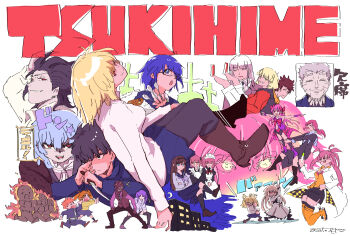 6+boys 6+girls :d absurdres aged_down ando_yuugo animal_ears antenna_hair apron arcueid_brunestud arcueid_brunestud_(luminous_body) arm_support arms_at_sides asagami_private_girls_acadamy_uniform ascot bandage_over_one_eye bandaged_head bandages black_hair black_hairband black_hoodie black_pantyhose black_skirt blonde_hair blue_bow blue_eyes blue_hair blue_skirt boots bow breasts brown_boots brown_dress brown_hair brown_kimono buckle_boot burning cat_ears cat_girl chibi ciel_(tsukihime) city closed_eyes coat collared_shirt commentary_request crescent_moon crossed_arms crossed_legs curry dead_apostle_noel_(tsukihime) dr._arach dress dual_persona eco-arc english_text everyone fighting_stance food fur_coat glasses glowing glowing_eyes green_eyes grey_hair grey_jacket hair_between_eyes hair_intakes hair_slicked_back hairband hand_in_own_hair hands_in_pockets highres hisui_(tsukihime) holding holding_another's_legs holding_knife holding_syringe hood hoodie inui_arihiko jacket japanese_clothes jojo_pose karius_berlusconi killer_queen's_pose kimono knife kohaku_(tsukihime) lab_coat leotard long_hair looking_at_viewer maid maid_apron maid_headdress mario_gallo_bestino masked medium_breasts medium_hair messy_hair michael_roa_valdamjong mixed_maids moon multicolored_hair multiple_boys multiple_girls multiple_persona nanatsu-yoru neco-arc noel_(tsukihime) nrvnqsr_chaos nun open_clothes open_jacket open_mouth orange_hair orange_thighhighs osatou_(piropiro_open) overcoat pale_skin pantyhose pink_hair plaid_clothes plaid_skirt ponytail purple_dress purple_hair red_arcueid red_eyes red_jacket reverse_grip running saiki_gouto saiki_mio scared school_uniform scrunchie shirt short_hair shorts siblings sideboob sitting skirt small_breasts smile smirk souya_high_school_uniform spoon spread_legs standing_on_another's_legs sweater syringe thighhighs tohno_akiha tohno_shiki tsukihime tsukihime_(remake) turtleneck turtleneck_sweater twins two-tone_hair two_side_up vampire vlov_arkhangel white_dress white_shirt white_shorts white_sweater yellow_sweater yumizuka_satsuki zombie