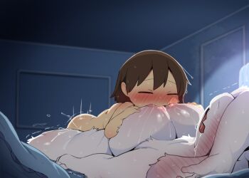 1boy 1girl age_difference blush breasts closed_eyes dagasi frisk_(undertale) furry furry_female hetero highres onee-shota sex shota toriel undertale utdr_(toby_fox)