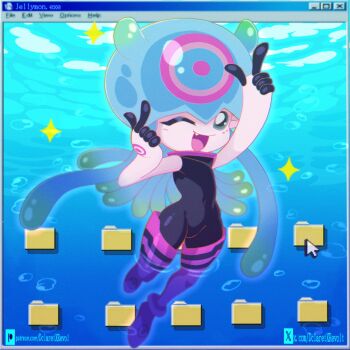 dclaret digimon digimon_(creature) highres jellyfish_girl jellymon monster_girl tentacle_hair tentacles