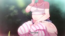 1boy 1girl age_difference animated ass baily_(ioxat) bare_shoulders blonde_hair blue_eyes blue_shorts blue_sky bra breasts cigarette cleavage cleft_of_venus close-up collarbone crop_top day denim denim_shorts ear_piercing english_text eyebrows eyelashes from_below from_side grabbing_another&#039;s_hair grin hand_on_own_thigh hetero highres holding_another&#039;s_hair huge_ass ioxat japanese_text kyojiri_loli looking_at_viewer medium_breasts medium_hair mesugaki micro_shorts midriff mole mole_under_mouth multiple_views naughty_face open_mouth original outdoors paid_reward_available partially_visible_vulva piercing pink_bra pink_tank_top pink_thighhighs pov pov_hands saliva shorts size_difference sky smile smoking smug sound spread_legs squatting striped_clothes striped_thighhighs subtitled tagme tank_top teeth thick_thighs thighhighs thighs tongue tongue_out twintails underwear video wide_hips