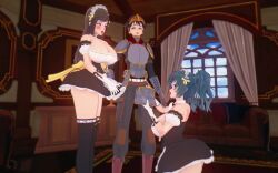 3d animated apron armor ass bouncing_breasts breasts cheating_(relationship) cheating_mother cleavage crown cum cum_in_pussy dark_skin english_text fantasy fellatio high_heels highres japs8005 koikatsu_(medium) large_breasts maid mature_female nipples oral original platform_heels princess queen reverse_upright_straddle sex sex_from_behind sound speech_bubble tagme thick_thighs thighs vaginal video