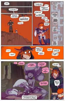 1boy 1girl breasts comic dwarf dwarf_princess fred_perry highres huge_breasts interspecies minotaur original