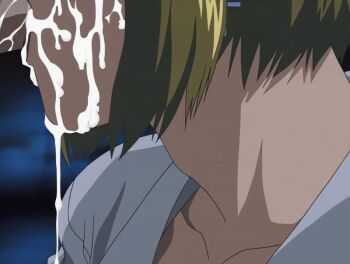 00s 1boy 1girl 2001 age_difference animated animated_gif bible_black bible_black_night_of_the_walpulgiss breasts cleavage cum gokkun hetero kitami_reika lab_coat minase_taki neck older_female_and_younger_male school_nurse school_nurse_and_student short_hair swallowing tagme teacher_and_student throat