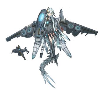 blue_eyes clawed_gauntlets command_&amp;_conquer command_&amp;_conquer:_red_alert command_&amp;_conquer:_red_alert_3 engine frider harbinger_gunship_(red_alert_3) highres mecha_musume mechanical_tail original personification tachi-e tagme tail vehicle_and_personification white_hair