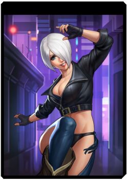 1girl angel_(kof) blue_eyes boots breasts exercising female_focus gloves jacket large_breasts leather leg_up looking_at_viewer outdoors pale_skin panties short_hair smile standing standing_on_one_leg the_king_of_fighters thighs underwear white_hair